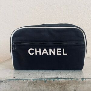 Chanel Vintage Black & White Cosmetics Pouch